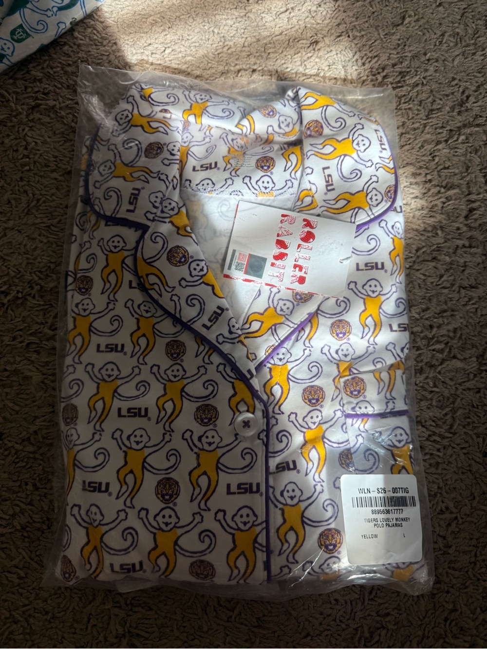 LSU Roller Rabbit Short Sleeve Polo Pajamas size large